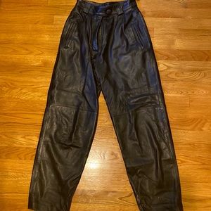 Vintage Genuine Leather Black Pants